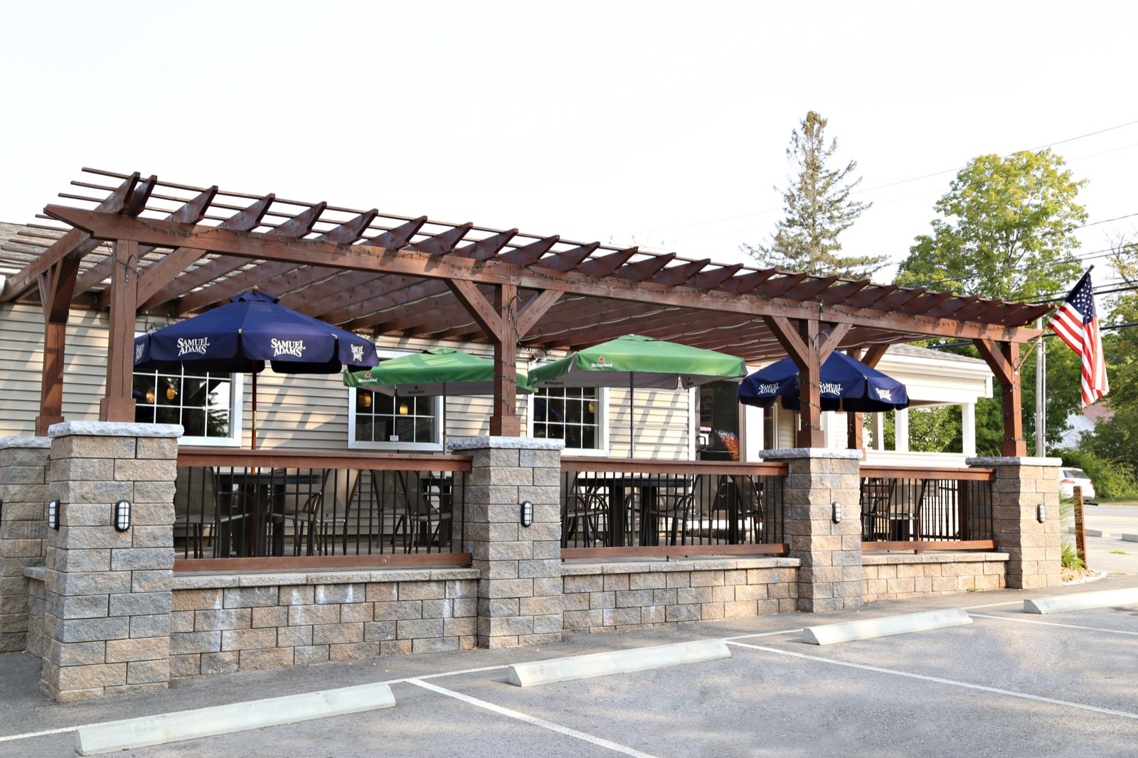 The covered outdoor patio